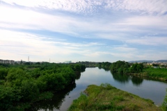 阪急電車と桂川