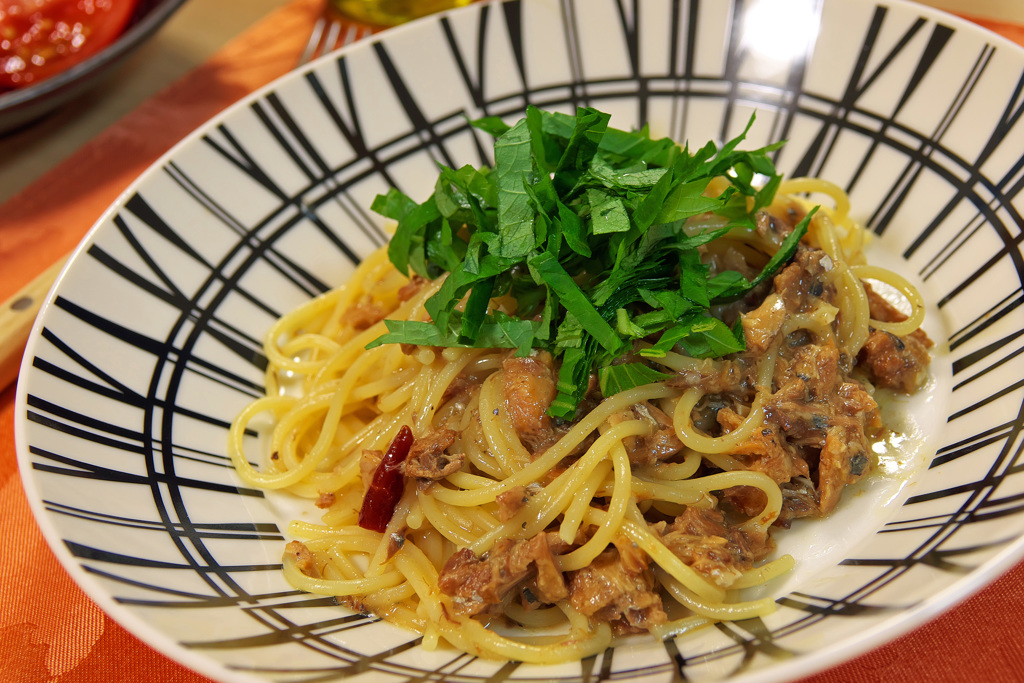 鯖缶ペペロンチーニ