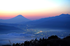 晩秋の富士,諏訪湖