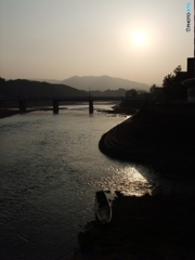 清流 球磨川の夕陽