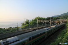 朝の根府川駅