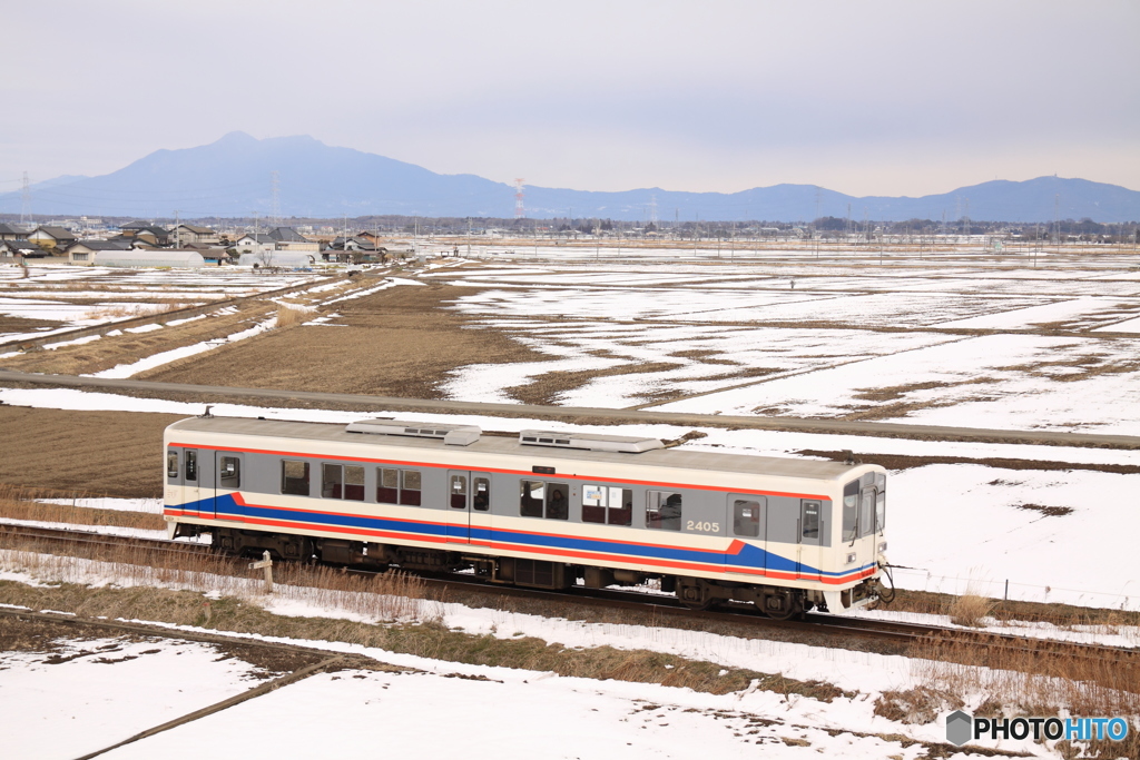 雪景色の常総線