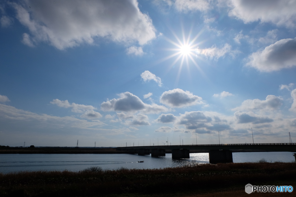 冬空と若草大橋