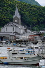 教会のある漁港