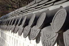韓国庭園の壁の庇