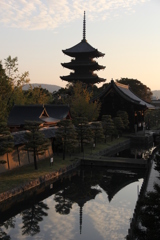 東寺の朝焼け