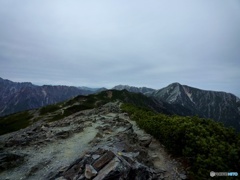 蝶ヶ岳から常念岳の稜線
