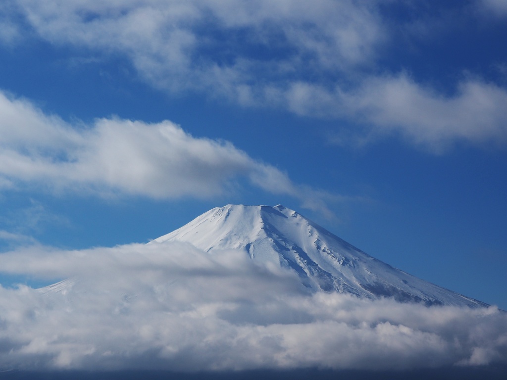 頭を雲の上に出し