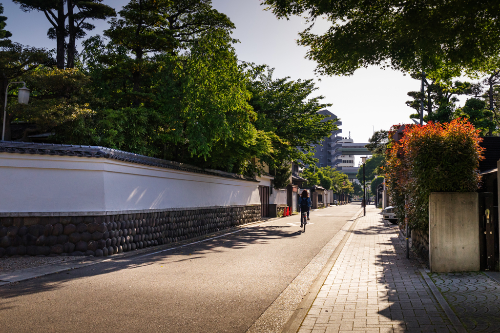 白壁のある通り道