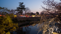 屋台のある夕景