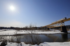雪が残る一の戸川橋梁