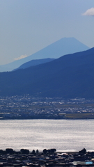 諏訪湖越しに富士山