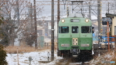小雪降るなか撮影