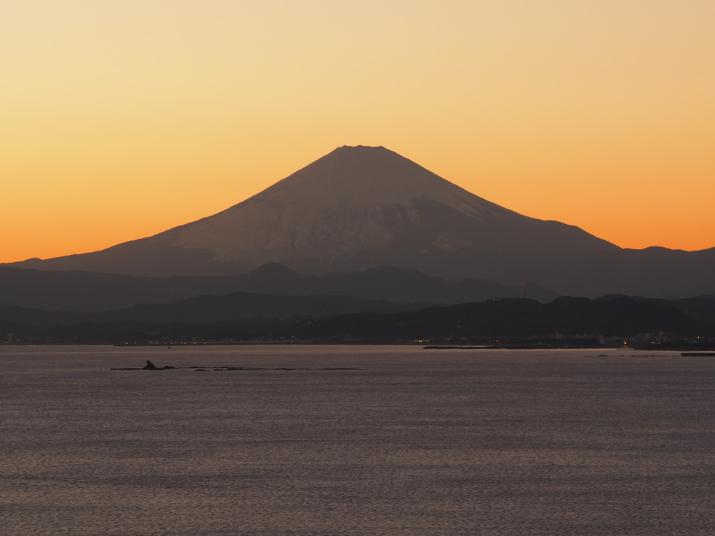 夕暮れの富士