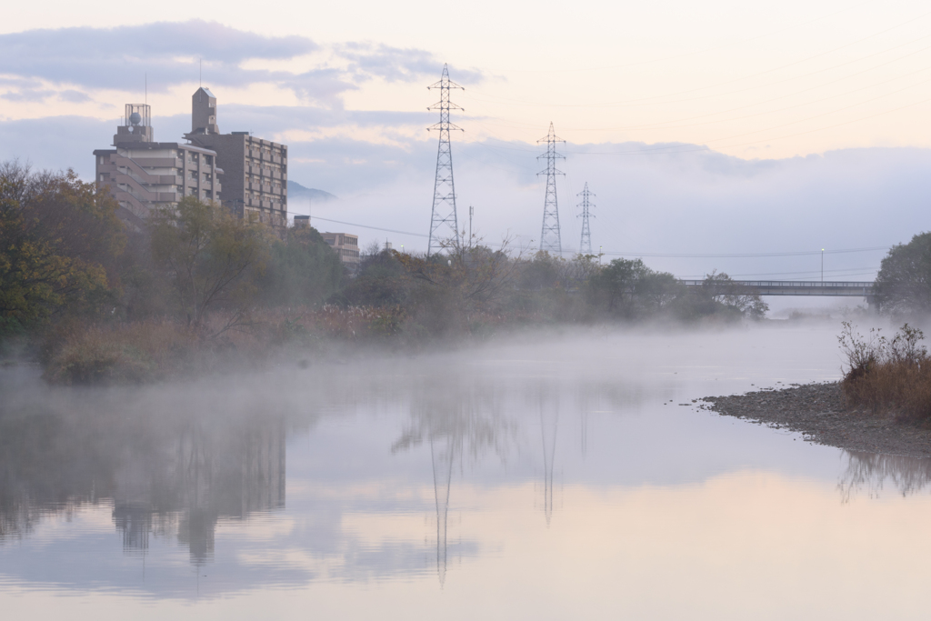 朝靄の椹野川①