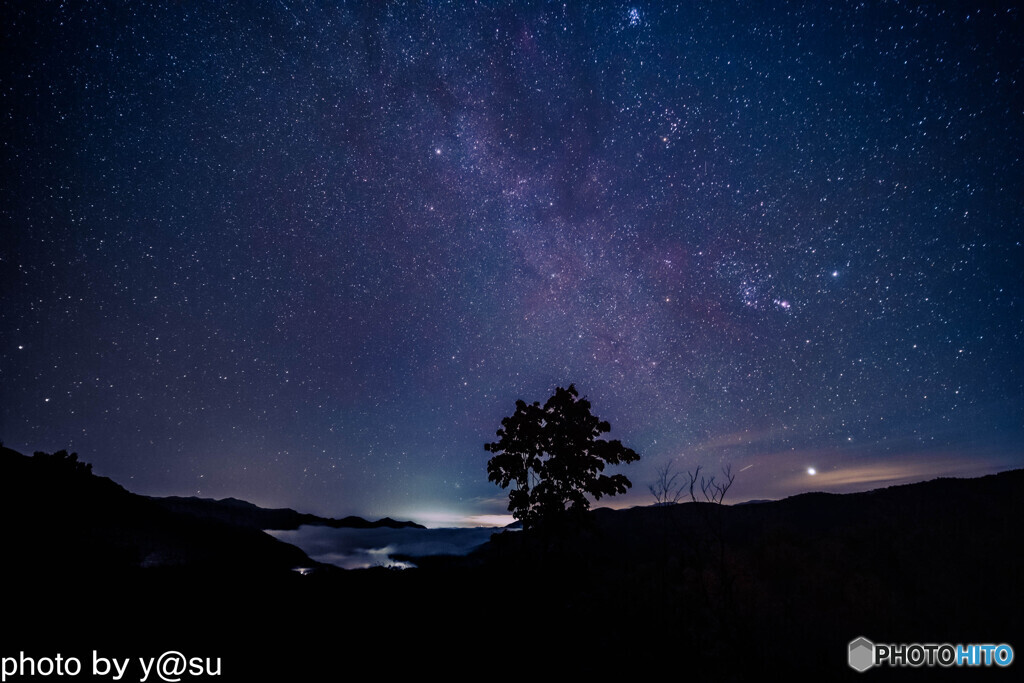 プチ雲海と冬の星座