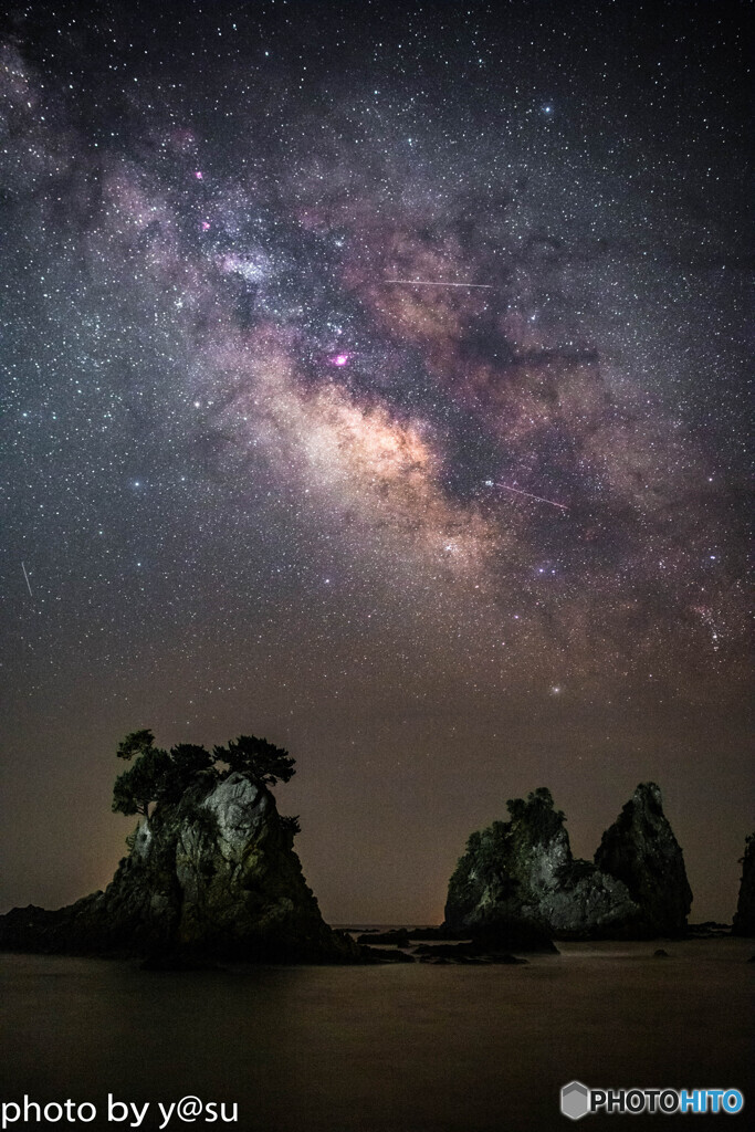 蓑掛岩の星空