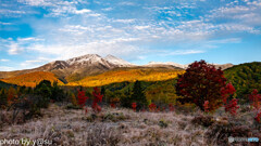 冠雪の乗鞍と乗鞍高原の紅葉②