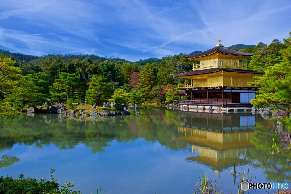 金閣寺 鏡湖池と舎利殿