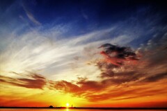 石狩川河口の夕陽