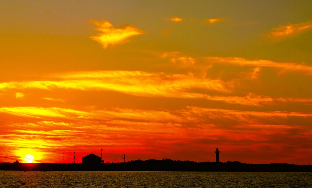 石狩川河口の夕日
