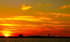 石狩川河口の夕日