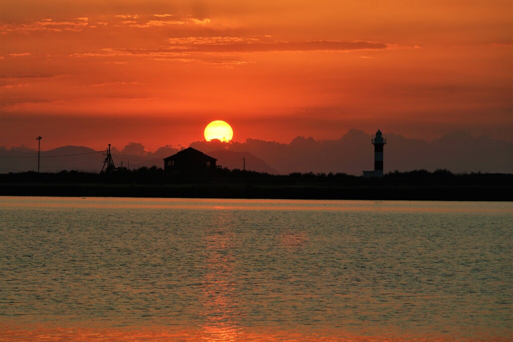 石狩河口の夕陽