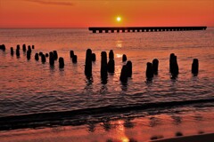 石狩川河口の夕日