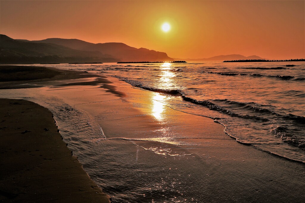 小樽銭函海岸の夕陽