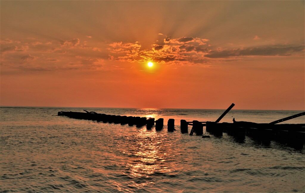 石刈川河口の夕陽