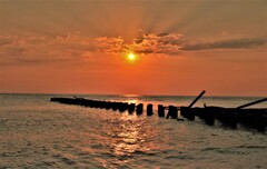 石刈川河口の夕陽