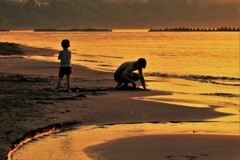 銭函海岸夕陽Ⅱ(貝あるかな）