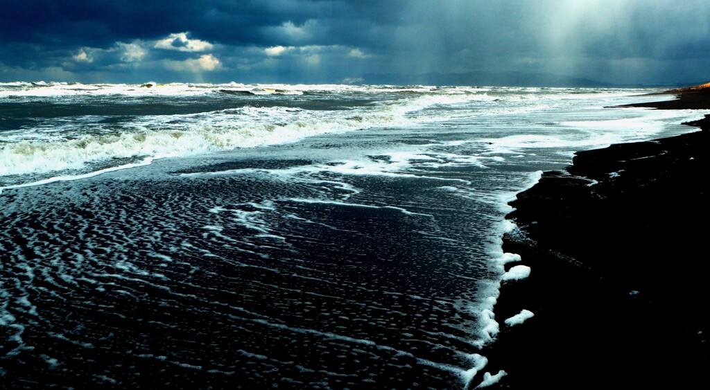 冬の海、引き潮