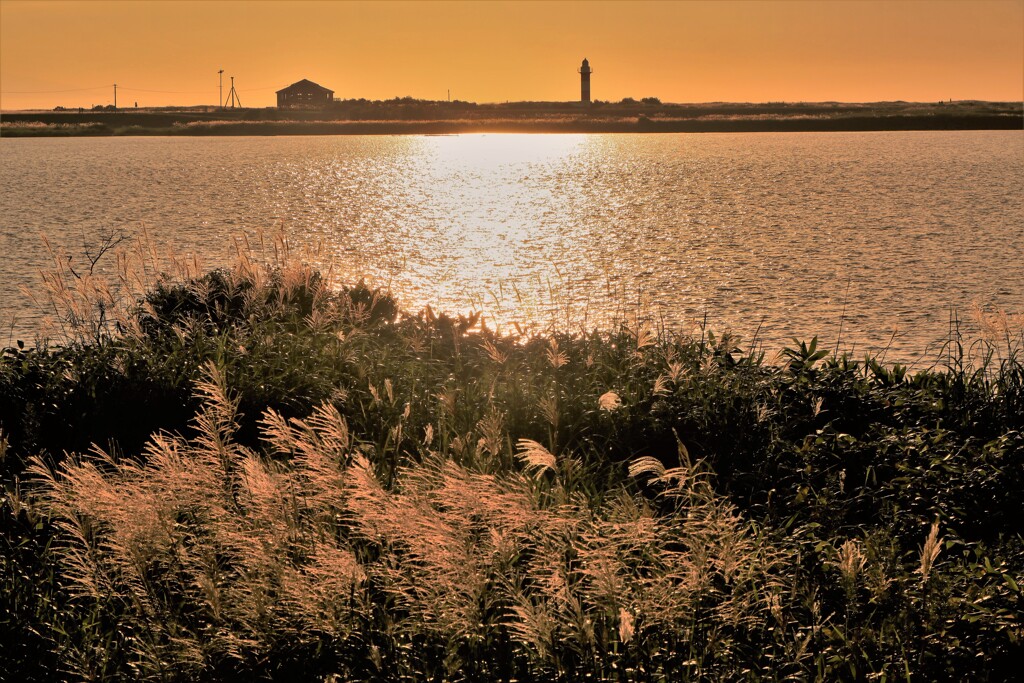 石狩川河口の夕陽Ⅰ
