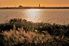 石狩川河口の夕陽Ⅰ