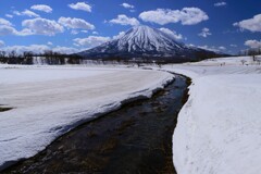 雪解と羊蹄山