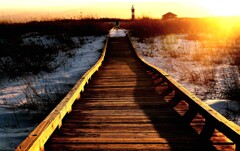 石狩灯台と木道