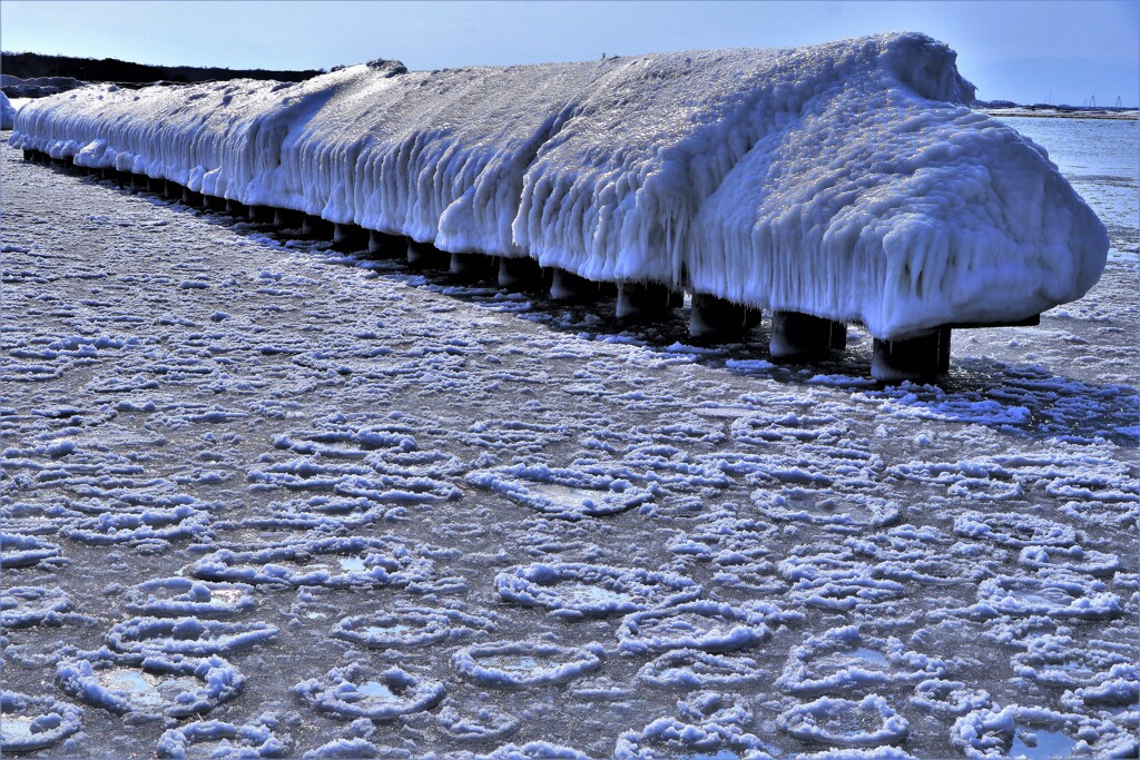 凍てつく石狩川河口(板カマボコ）