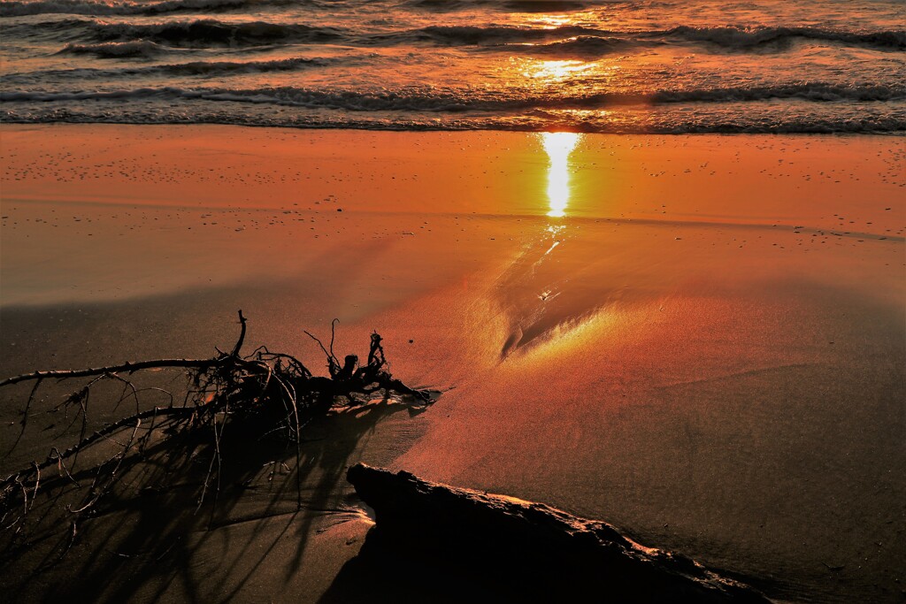 石狩無煙浜の夕陽