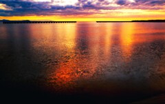 石狩川河口浜の夕日