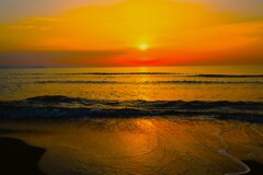 石狩浜の夕日Ⅰ