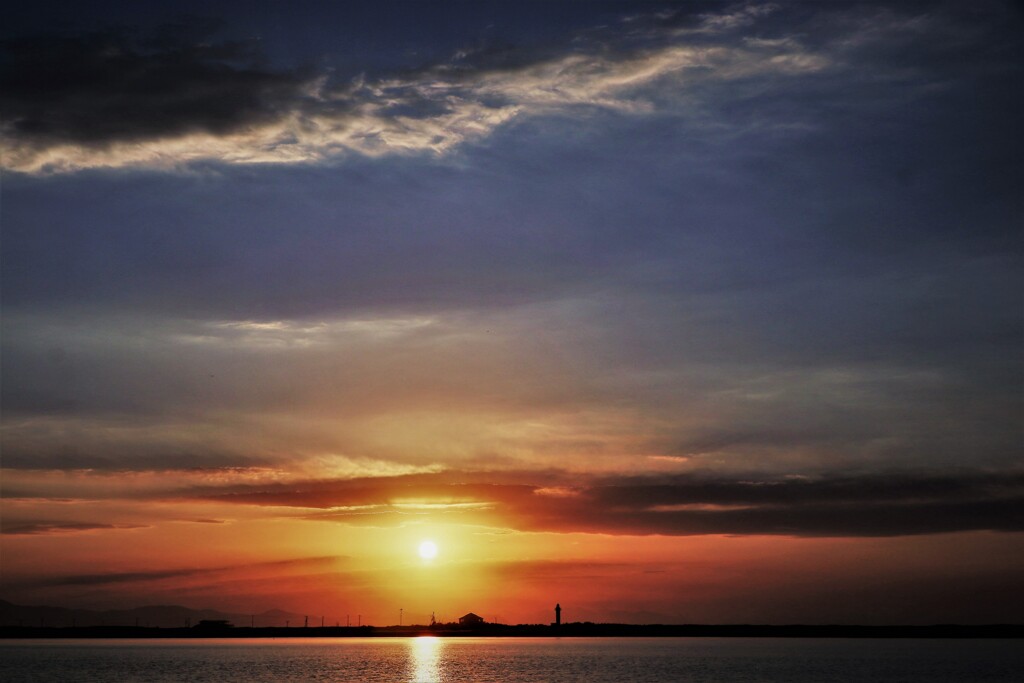 石狩河口の夕陽