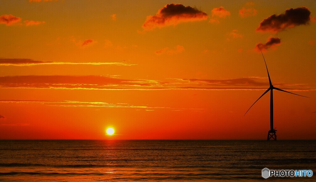 夕日、風を読む