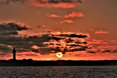 夏、石狩川河口夕焼け