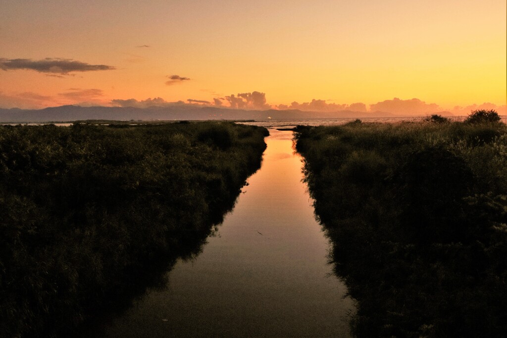 夕日（川）