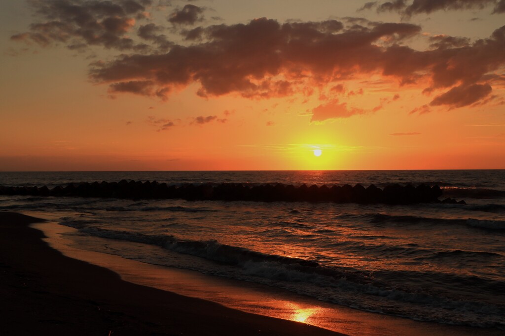 望来海岸の夕日