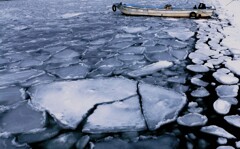 凍り付く石狩川河口（蔵出）