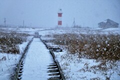 吹雪模様模様の石狩灯台