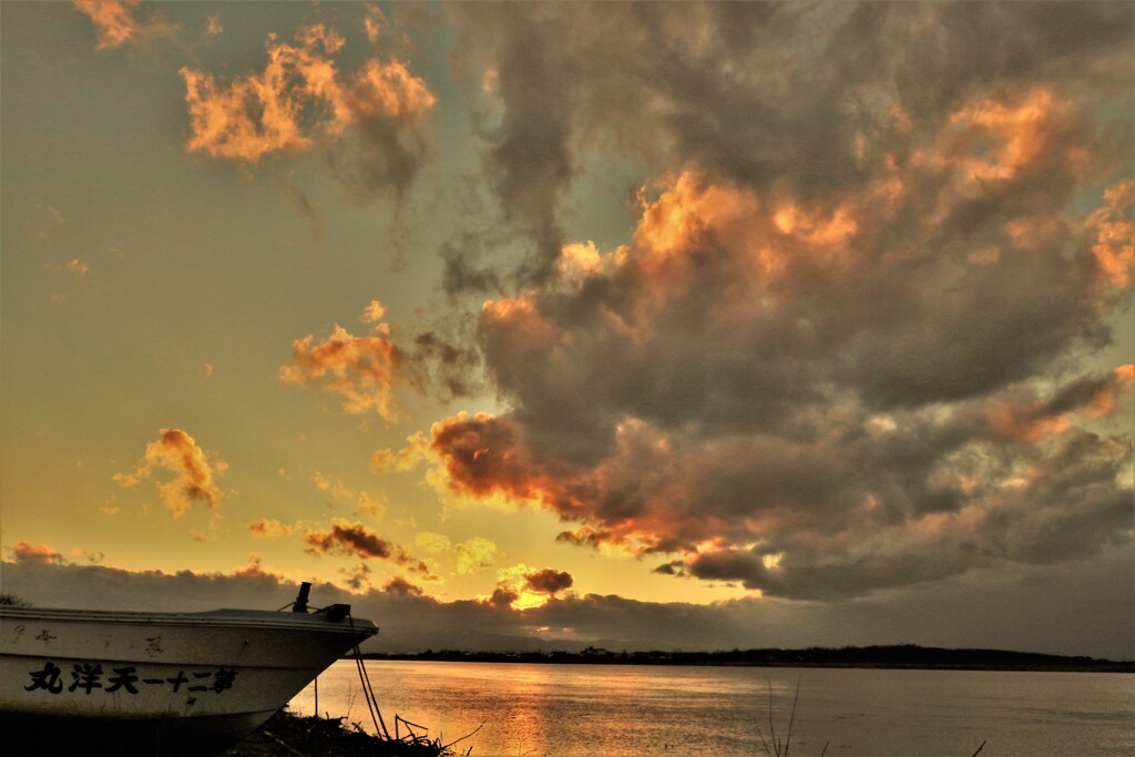 石狩河口の夕陽