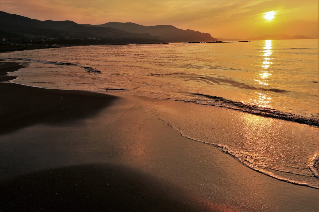 銭函海岸の夕陽